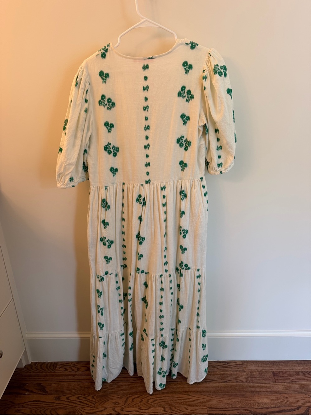 Oliphant White Maxi Dress with Green Floral Print - Picture 2 of 5